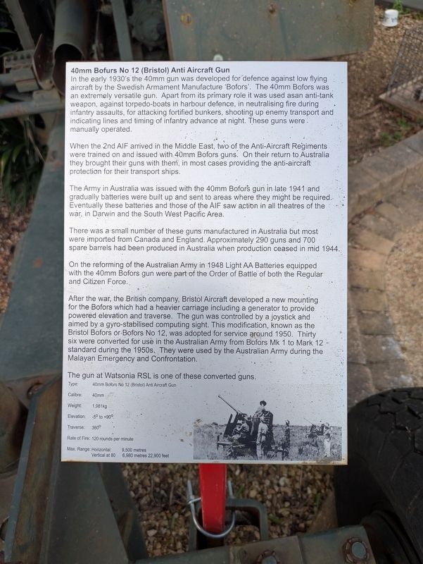 40mm Gun Marker. Click for full size. 40mm Gun Marker image. Click for full size.