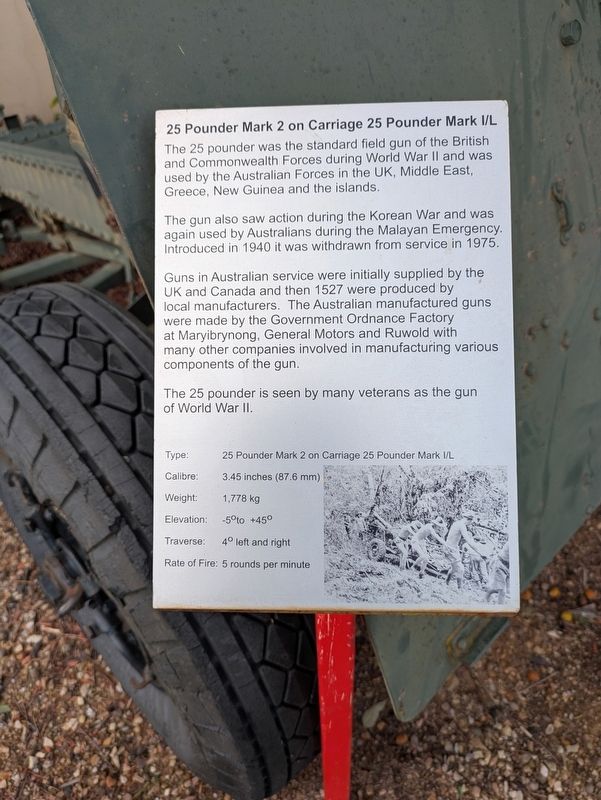 25 pounder Marker. Click for full size. 25 pounder Marker image. Click for full size.