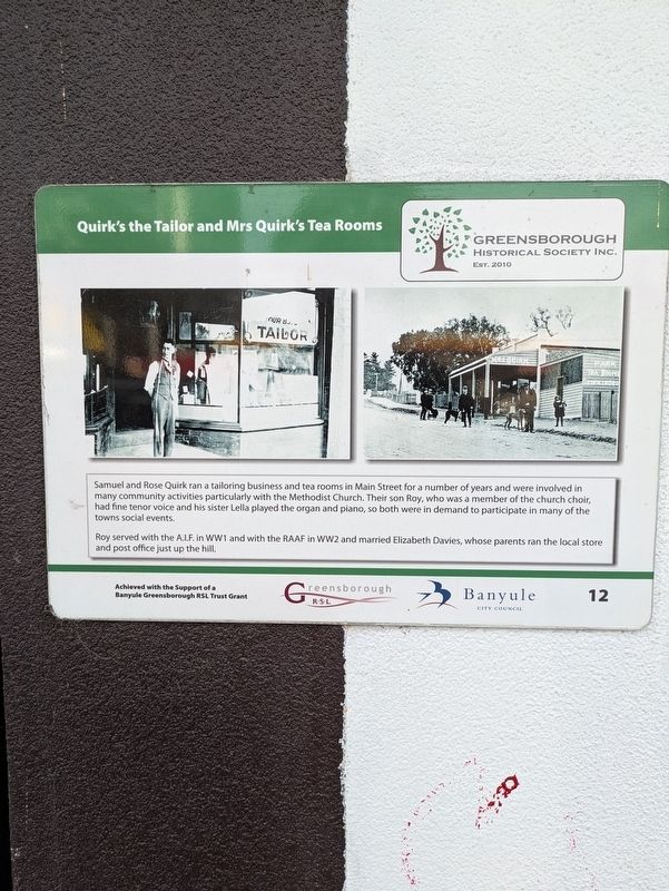 Quirk's the Tailor and Mrs Quirk's Tea Rooms Marker image. Click for full size.