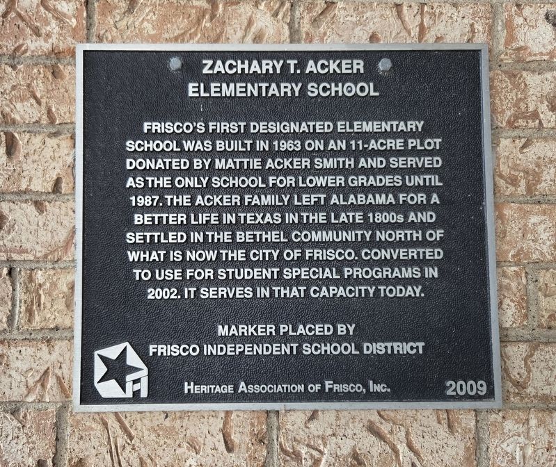 Zachary T. Acker Elementary School Marker image. Click for full size.