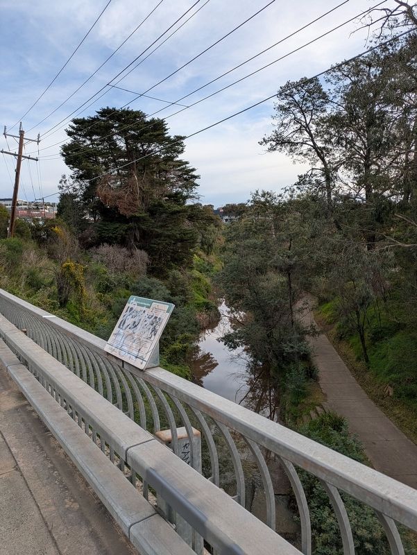 Swimming Pool Marker on the bridge above the Plenty River. Click for full size. Swimming Pool Marker on the bridge above the Plenty River image. Click for full size.