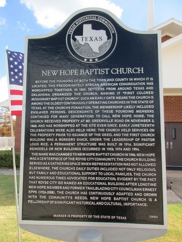 New Hope Baptist Church Marker. Click for full size. New Hope Baptist Church Marker image. Click for full size.
