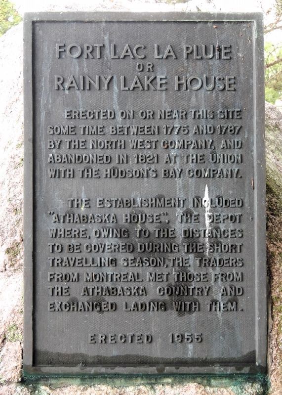 Fort Lac la Pluie or Rainy Lake House Marker. Click for full size. Fort Lac la Pluie or Rainy Lake House Marker image. Click for full size.
