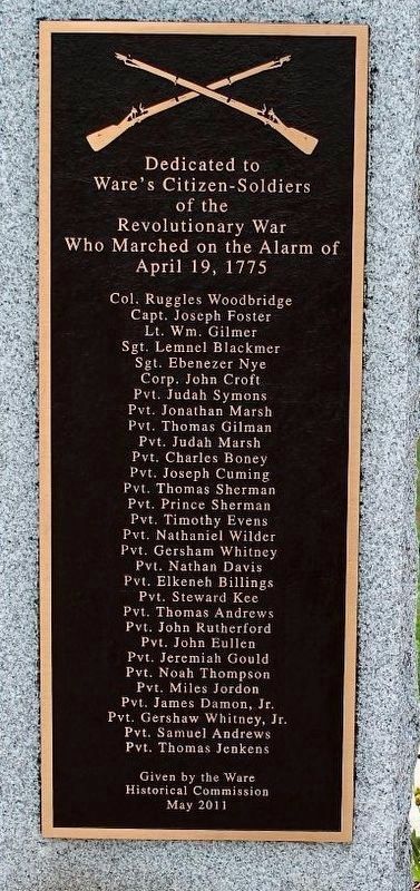 Ware Revolutionary War Memorial. Click for full size. Ware Revolutionary War Memorial image. Click for full size.