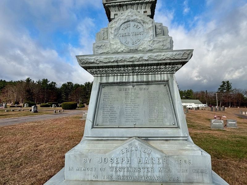 Westminster Revolutionary War Soldiers' Monument. Click for full size. Westminster Revolutionary War Soldiers' Monument image. Click for full size.