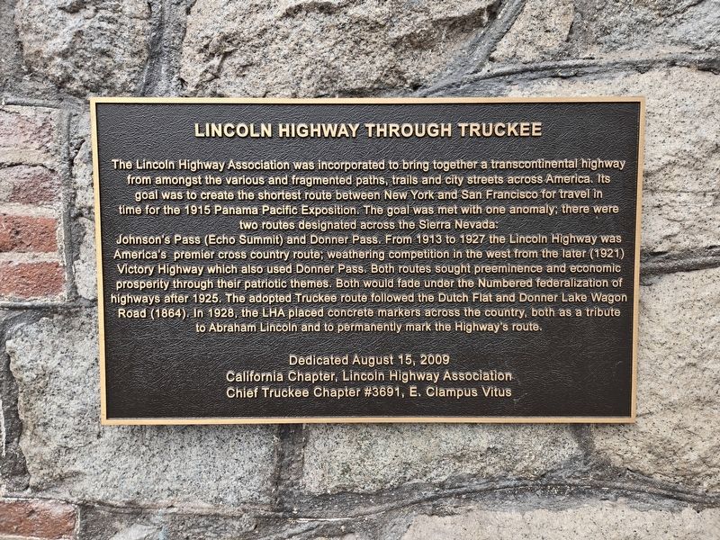 Lincoln Highway Through Truckee Marker image. Click for full size.