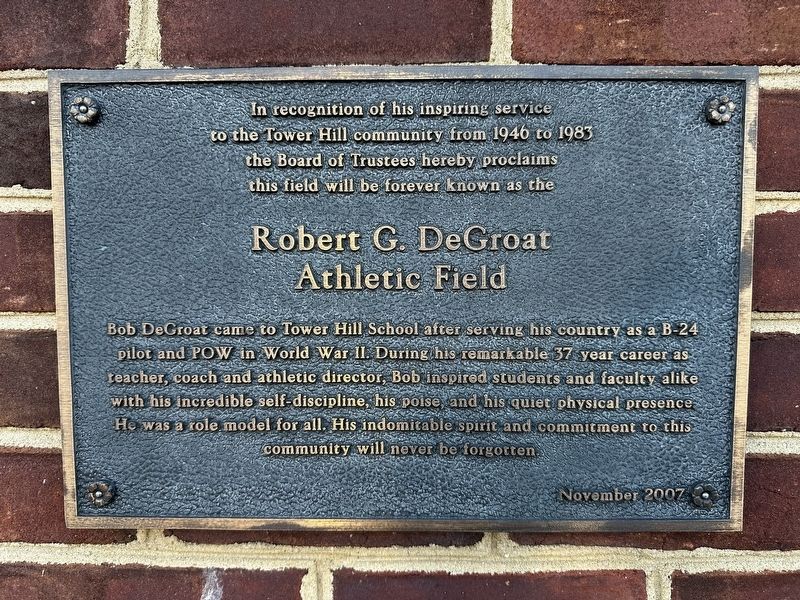 Robert G. DeGroat Athletic Field Marker. Click for full size. Robert G. DeGroat Athletic Field Marker image. Click for full size.