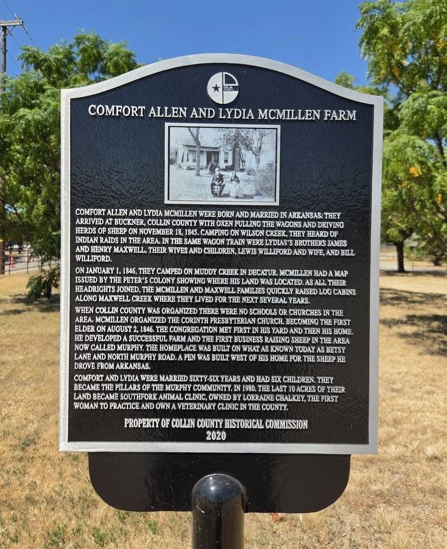 Comfort Allen and Lydia McMillen Farm Marker. Click for full size. Comfort Allen and Lydia McMillen Farm Marker image. Click for full size.