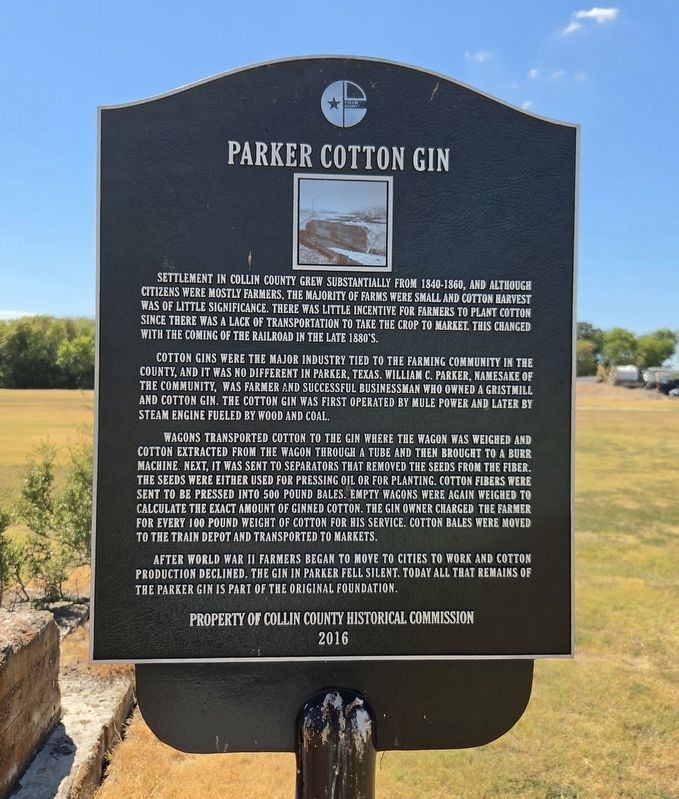 Parker Cotton Gin Marker. Click for full size. Parker Cotton Gin Marker image. Click for full size.