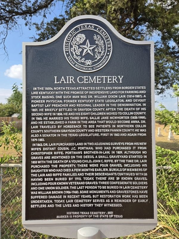 Lair Cemetery Marker. Click for full size. Lair Cemetery Marker image. Click for full size.