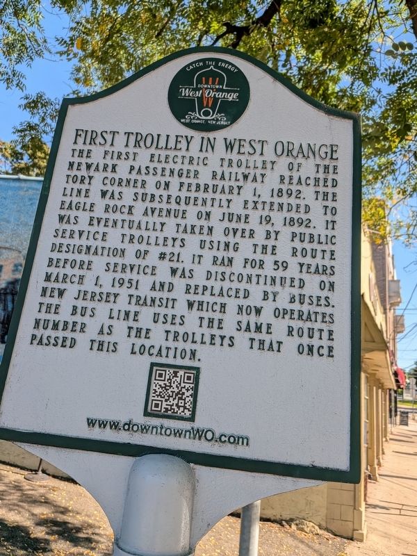 First Trolley In West Orange Marker. Click for full size. First Trolley In West Orange Marker image. Click for full size.
