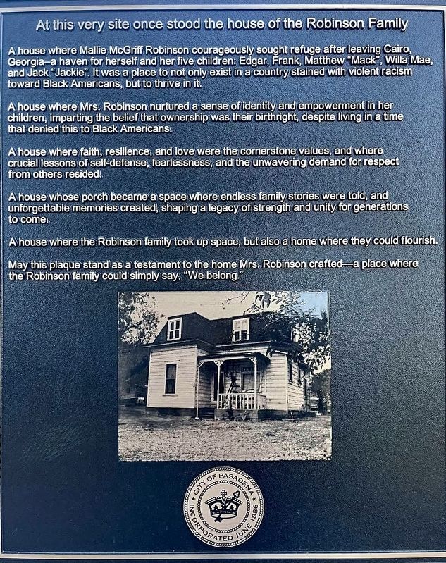 Jackie and Mack Robinson Marker. Click for full size. Jackie and Mack Robinson Marker image. Click for full size.