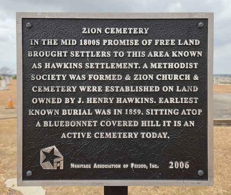 Zion Cemetery Marker image. Click for full size.