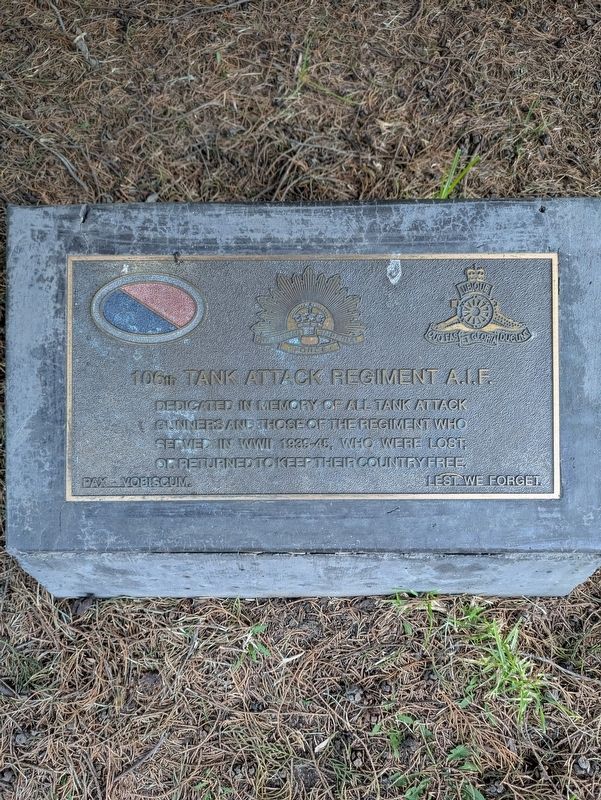 106th Tank Attack Regiment A.I.F. Marker. Click for full size. 106th Tank Attack Regiment A.I.F. Marker image. Click for full size.