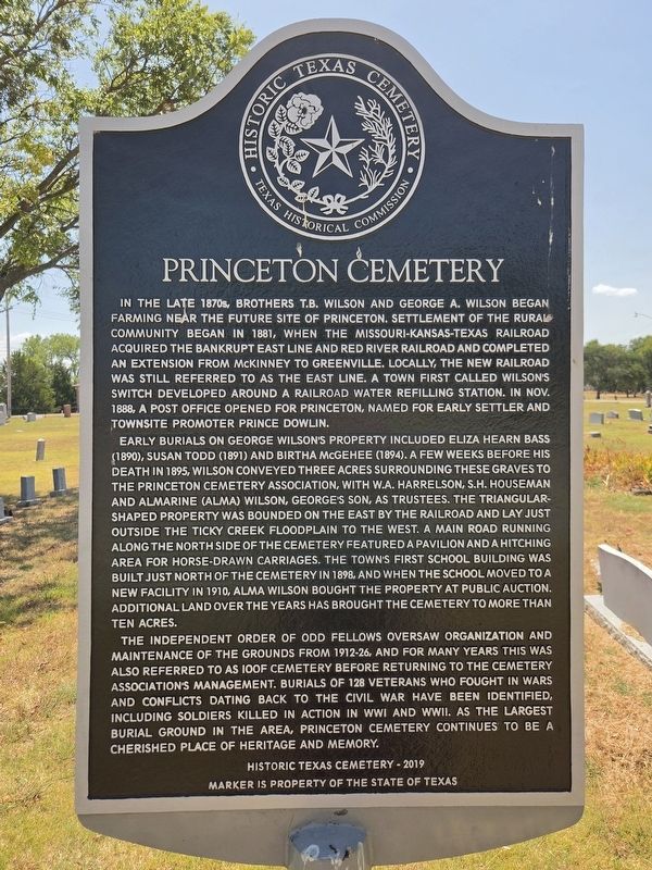 Princeton Cemetery Marker. Click for full size. Princeton Cemetery Marker image. Click for full size.