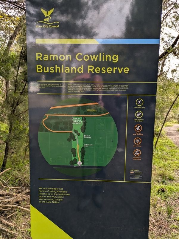 Ramon Cowling Bushland Reserve Marker image. Click for full size.