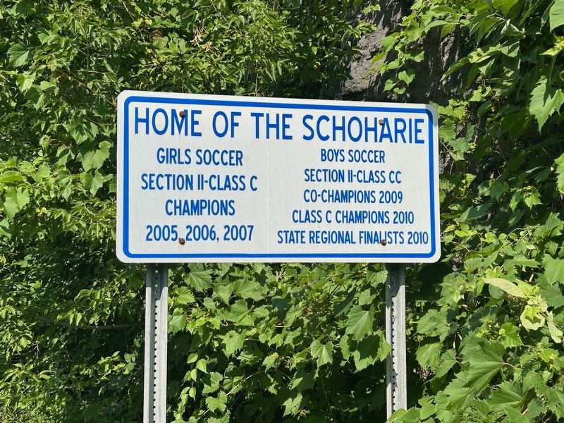 Schoharie Girls and Boys Soccer Teams State Champions Marker. Click for full size. Schoharie Girls and Boys Soccer Teams State Champions Marker image. Click for full size.