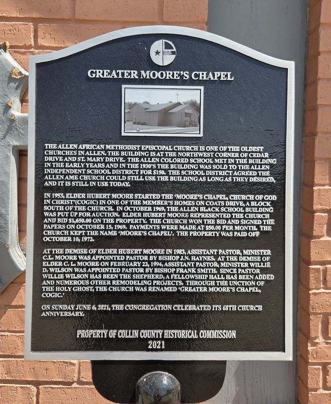 Greater Moore’s Chapel Marker. Click for full size. Greater Moore’s Chapel Marker image. Click for full size.