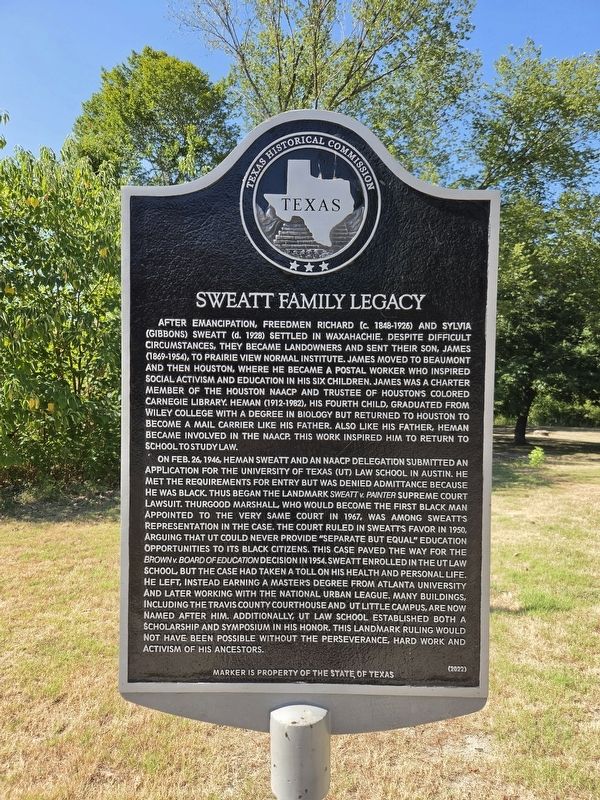 Sweatt Family Legacy Marker. Click for full size. Sweatt Family Legacy Marker image. Click for full size.