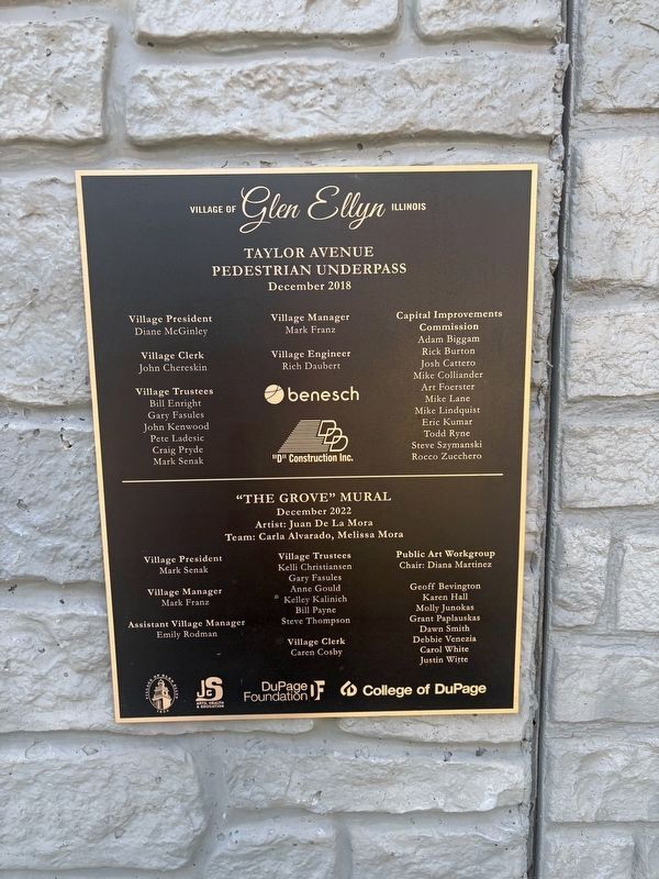 Taylor Avenue Pedestrian Underpass dedication plaque image. Click for full size.
