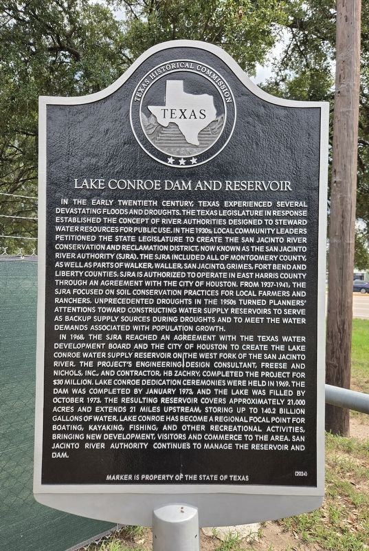 Lake Conroe Dam and Reservoir Marker. Click for full size. Lake Conroe Dam and Reservoir Marker image. Click for full size.