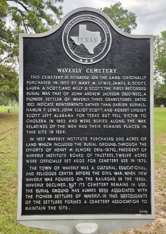 Waverly Cemetery Marker. Click for full size. Waverly Cemetery Marker image. Click for full size.