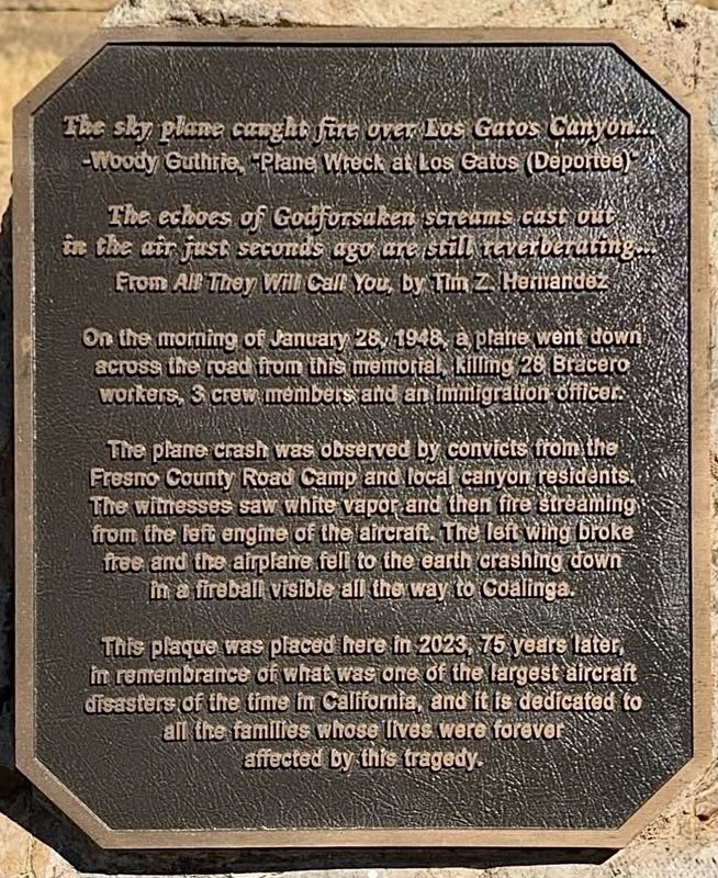 1948 Fresno County Plane Crash Marker. Click for full size. 1948 Fresno County Plane Crash Marker image. Click for full size.