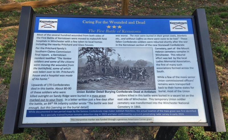 Caring For the Wounded and Dead Marker. Click for full size. Caring For the Wounded and Dead Marker image. Click for full size.