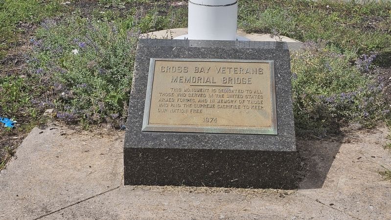 Cross Bay Veterans Memorial Bridge Marker. Click for full size. Cross Bay Veterans Memorial Bridge Marker image. Click for full size.