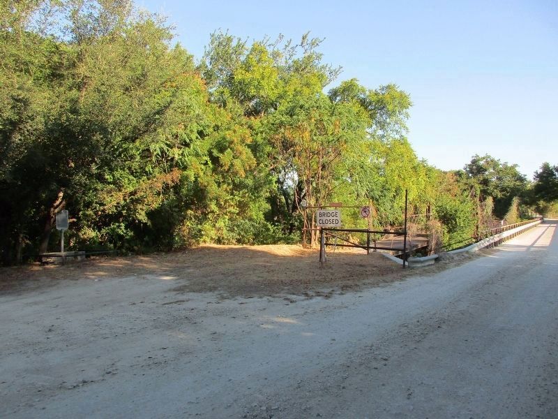 The Bluff Dale Suspension Bridge and marker. Click for full size. The Bluff Dale Suspension Bridge and marker image. Click for full size.