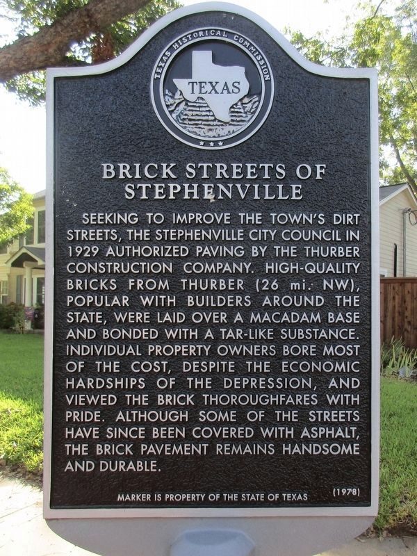 Brick Streets of Stephenville Marker. Click for full size. Brick Streets of Stephenville Marker image. Click for full size.