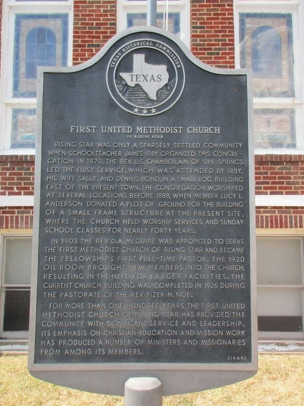 First United Methodist Church of Rising Star Marker. Click for full size. First United Methodist Church of Rising Star Marker image. Click for full size.
