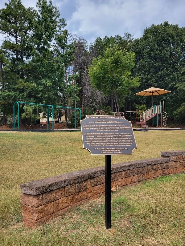 Leonard Coleman Memorial Park Marker. Click for full size. Leonard Coleman Memorial Park Marker image. Click for full size.