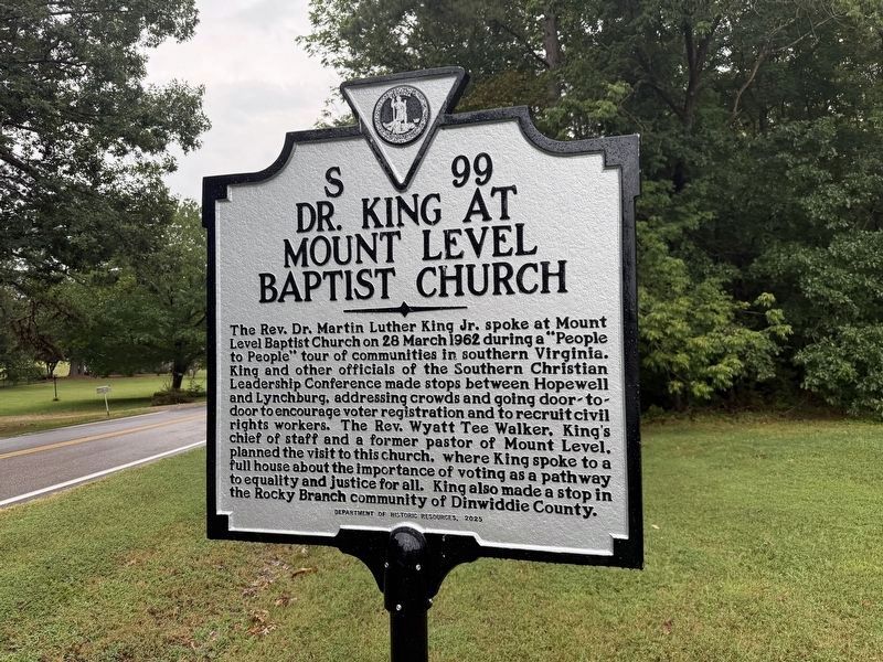Dr. King at Mount Level Baptist Church Marker. Click for full size. Dr. King at Mount Level Baptist Church Marker image. Click for full size.