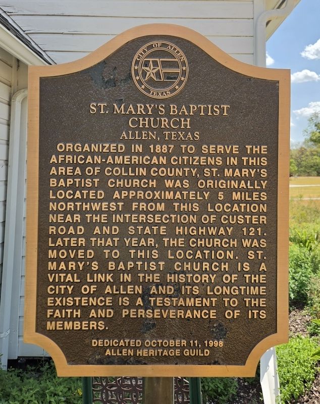 St. Mary's Baptist Church Marker. Click for full size. St. Mary's Baptist Church Marker image. Click for full size.