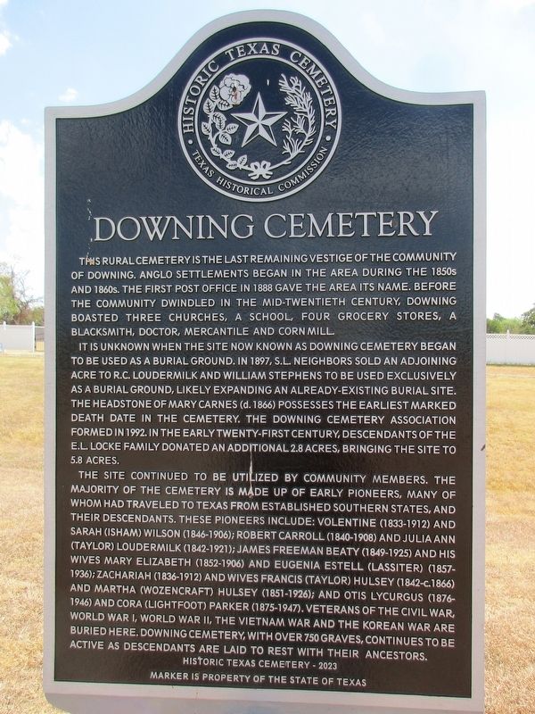 Downing Cemetery Marker. Click for full size. Downing Cemetery Marker image. Click for full size.