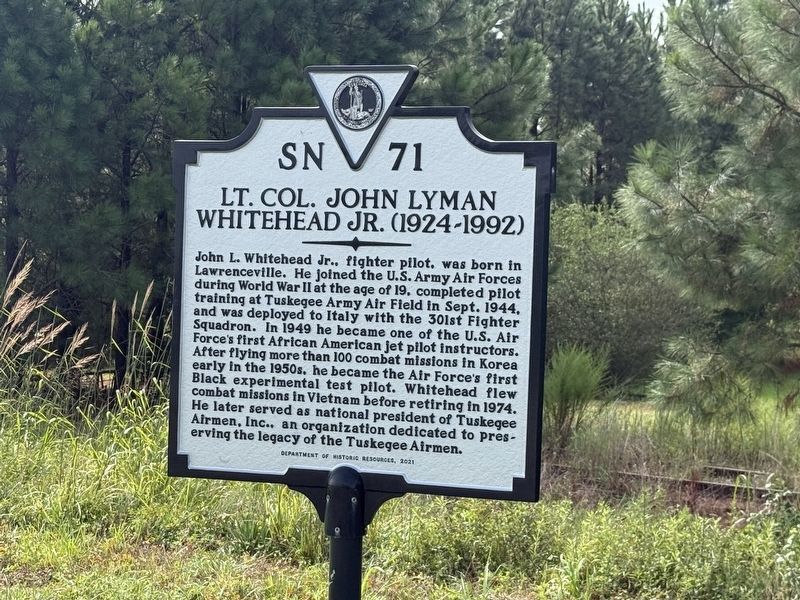 Lt. Col. John Lyman Whitehead Jr. (1924-1992) Marker. Click for full size. Lt. Col. John Lyman Whitehead Jr. (1924-1992) Marker image. Click for full size.
