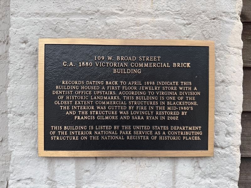 109 W. Broad Street Marker. Click for full size. 109 W. Broad Street Marker image. Click for full size.