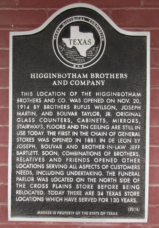 Higginbotham Brothers and Company Marker. Click for full size. Higginbotham Brothers and Company Marker image. Click for full size.