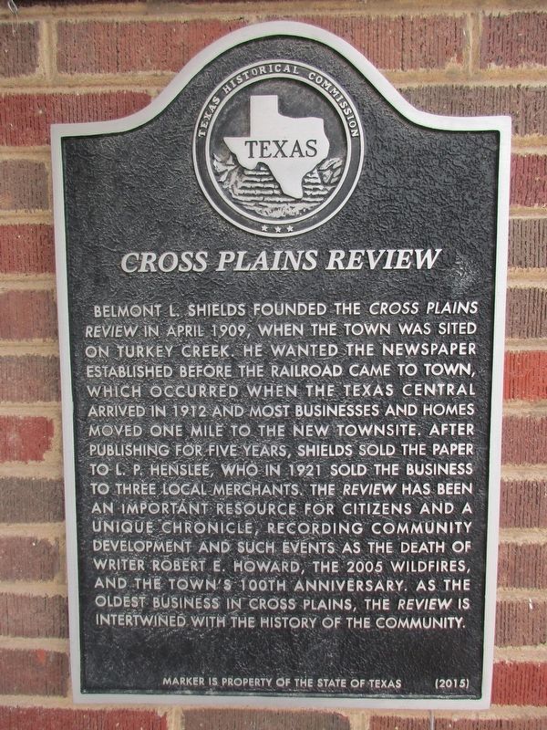 Cross Plains Review Marker. Click for full size. Cross Plains Review Marker image. Click for full size.
