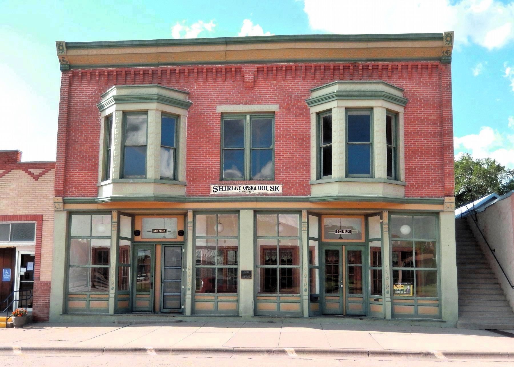 Shirley Opera House (<i>south/front elevation</i>). Click for full size. Shirley Opera House (<i>south/front elevation</i>) image. Click for full size.