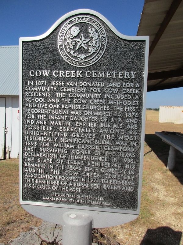 Cow Creek Cemetery Marker. Click for full size. Cow Creek Cemetery Marker image. Click for full size.