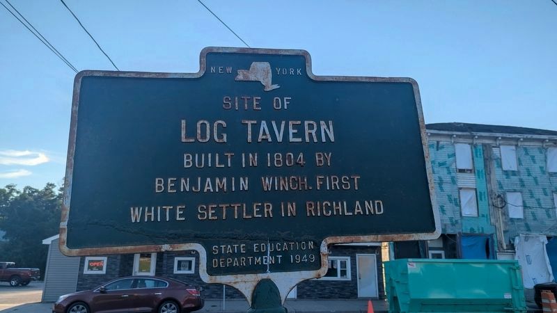 Site of Log Tavern Marker back side of the marker sign not quite as worn. Click for full size. Site of Log Tavern Marker back side of the marker sign not quite as worn image. Click for full size.