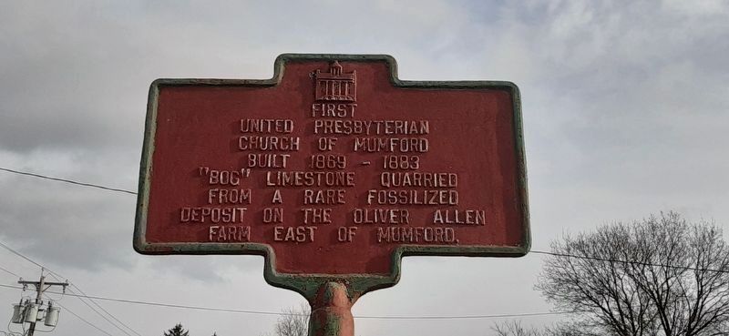 First United Church of Mumford Marker as it was in December 2022. Click for full size. First United Church of Mumford Marker as it was in December 2022 image. Click for full size.