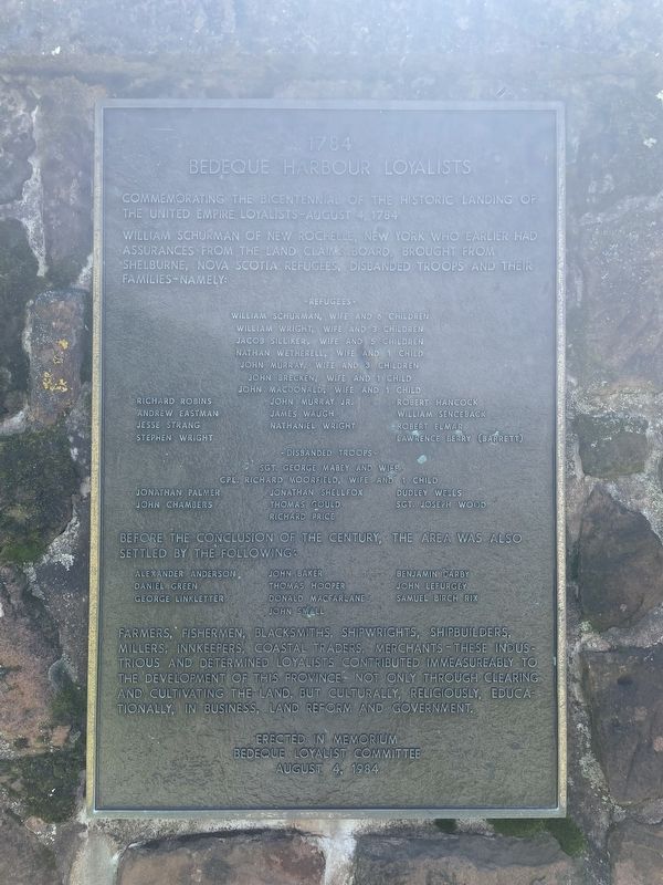 1784 Bedeque Harbour Loyalists Marker. Click for full size. 1784 Bedeque Harbour Loyalists Marker image. Click for full size.