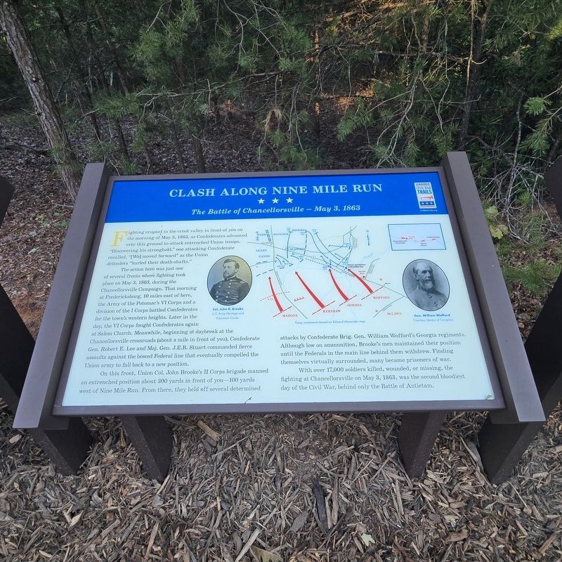 Clash Along Nine Mile Run Marker. Click for full size. Clash Along Nine Mile Run Marker image. Click for full size.