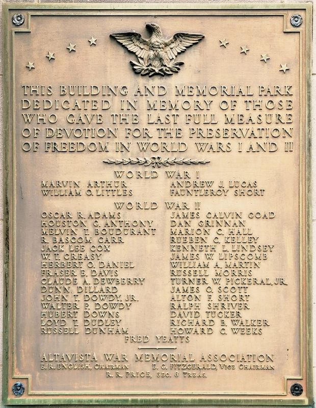 War Memorial Building Marker. Click for full size. War Memorial Building Marker image. Click for full size.