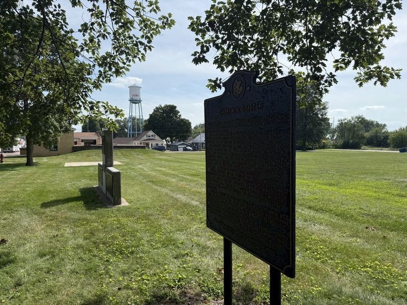 Cherry Mine Disaster Marker & Veterans Memorial. Click for full size. Cherry Mine Disaster Marker & Veterans Memorial image. Click for full size.