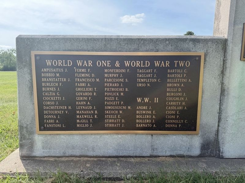 World War One & World War Two Plaque. Click for full size. World War One & World War Two Plaque image. Click for full size.