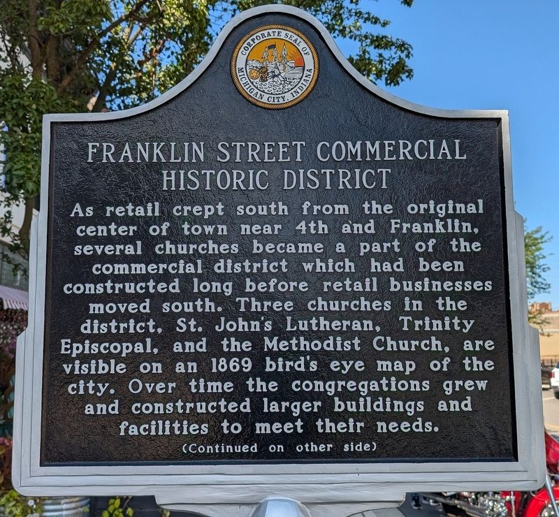 Franklin Street Commercial Historic District Marker, Side One image. Click for full size.